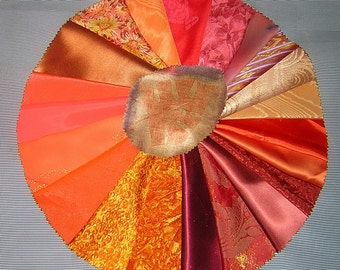 20 PCS Outrageous Orange Crazy Quilt Fabrics for Crazy Quilts, Art Quilts & Art projects