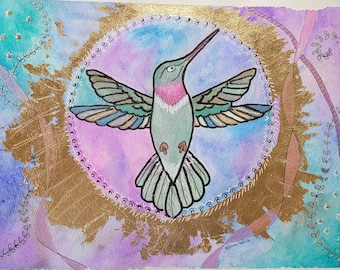 Hummingbird, hummingbird art, bird art, watercolor hummingbird