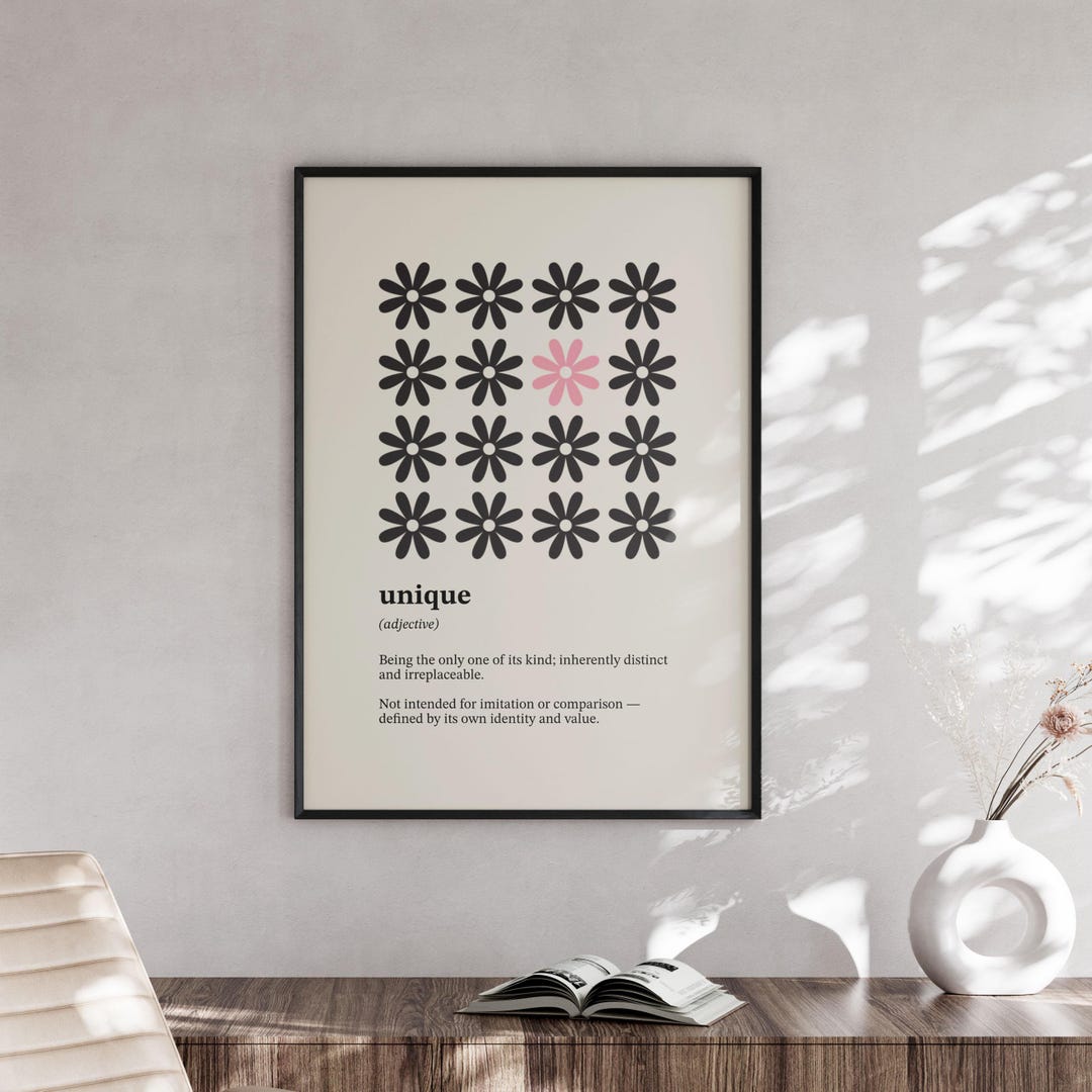 Unique Def Unique Definition Dictionary Poster Minimalist Graphic Wallart ...