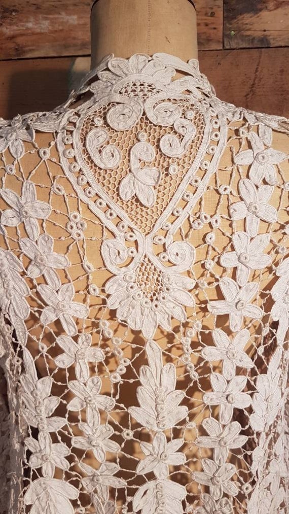 Exquisite Antique Irish Tape Lace Wedding Coat/ B… - image 5