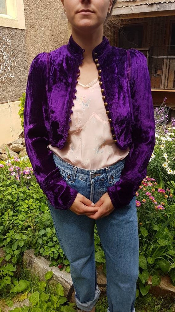 Purple Velvet Bolero Jacket Hippie Boho