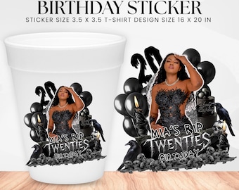 RIP Twenties PNG, Dirty Thirty T-Shirt Design, Printable Birthday Sticker, Death To My 20s Styrofoam Cup Wrap (Digital Download)