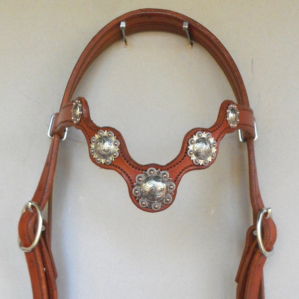 V-Brow Headstall with Silver and Copper Berry Conhcos