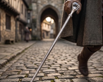 Bastón de lujo plateado con empuñadura de cristal y diamantes, bastón de metal grabado para hombres y mujeres, estilo gótico victoriano, cosplay y accesorios de boda.