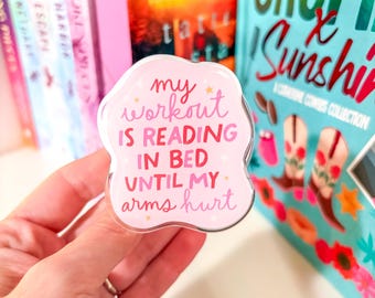 Funny Phone Grip|My work out is reading in bed until my arms hurt grip|Kindle Accessory|Phone grip|Kindle grip|Bookish grip|Gift for her