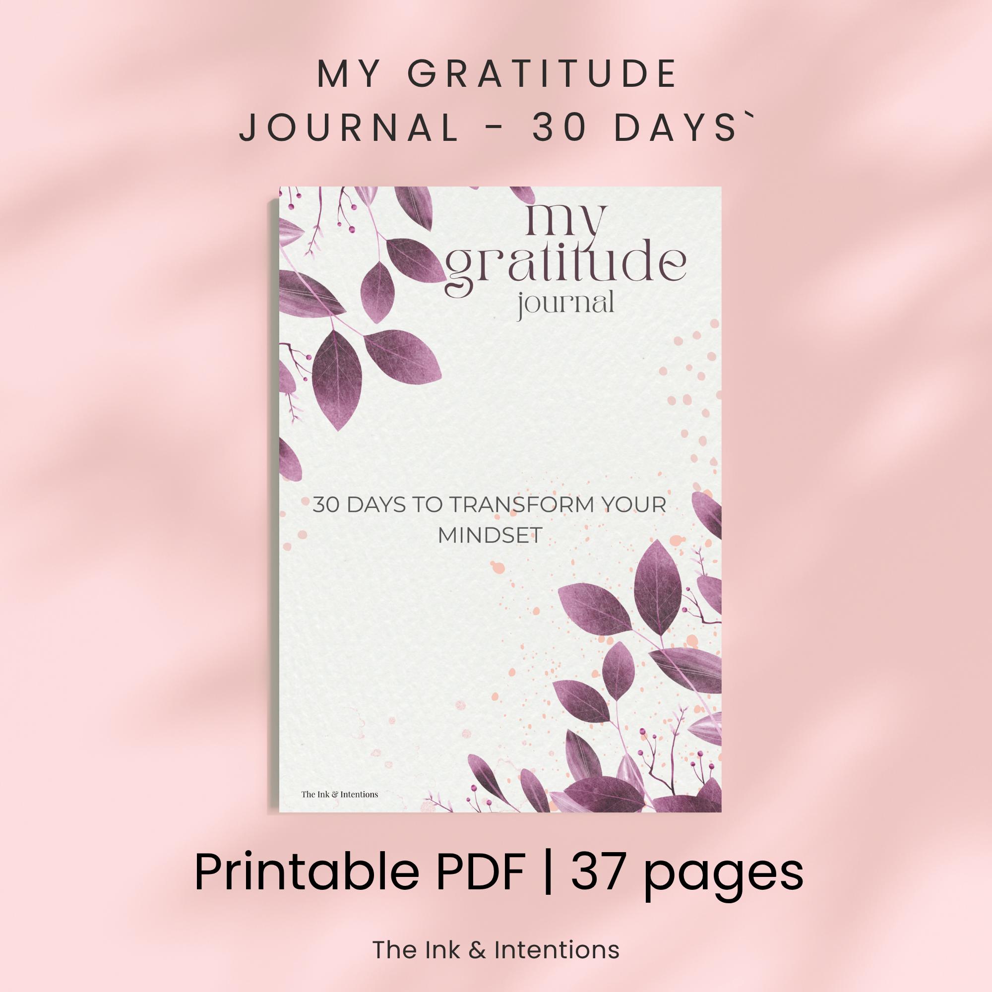 Diario de gratitud imprimible en PDF, Diario de agradecimiento de 30 ...