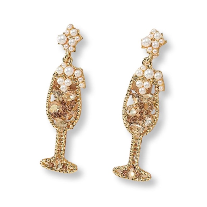 Wine Glass Earrings Champagne Earrings Happy Hour Cocktail Etsy