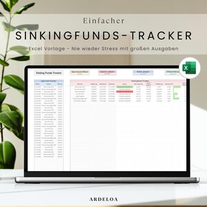 Rastreador simple de fondos de amortización para Excel | Planificador de presupuesto y plantilla para el hogar | Reto de ahorro | Hoja de cálculo de contabilidad personal