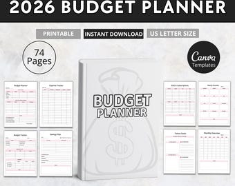 Budget Planner Printable, Monthly Expense & Savings Tracker PDF