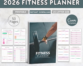 Fitness Planner: Workout, Meal & Weight Loss Tracker (Digital Download)