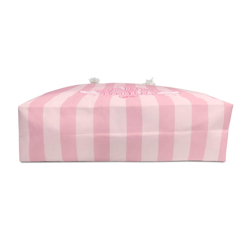 Baby Doll angel wings striped Weekender Bag | pink striped travel tote image 4