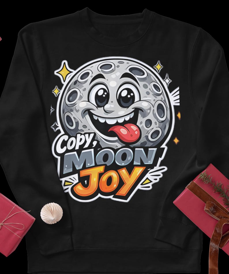 Copy Moon Joy Lunar Quote PNG, Retro Laughing Moon Design (digital ...