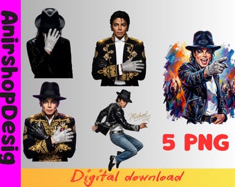 Michael Jackson King of Pop PNG | Vintage Halftone MJ Graphic (Digital Download)