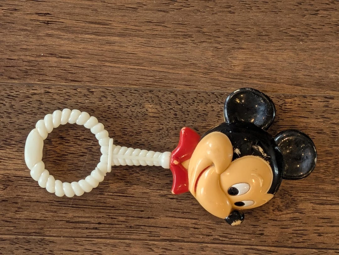 Mickey Teether Vintage Vintage Walt Disney Mickey Mouse Rattle & Teether (1970s) - Etsy