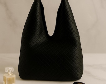 Woven Vegan Leather Hobo Bag | Everyday Shoulder Tote