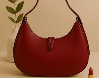 Burdungy Vegan Leather Hobo Bag, Glossy Shoulder Purse