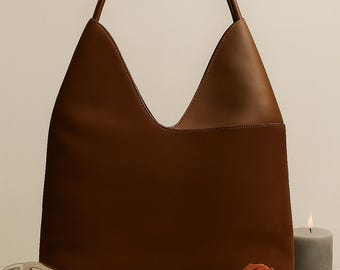Two-Tone Vegan Leather Hobo Bag: Suede & Smooth Tote