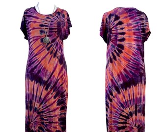 Long tie dye nightgown, sleep dress in bamboo featherweight jersey.