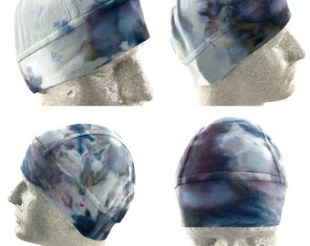 Black & white ice dyed bamboo skull caps for men.