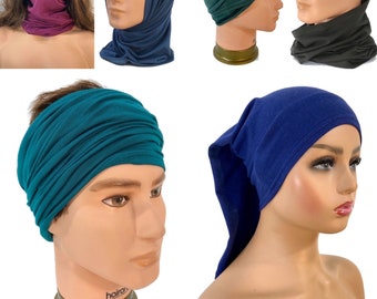 Unisex bamboo tube scarf, head wrap, hairband, headband, circle scarf.