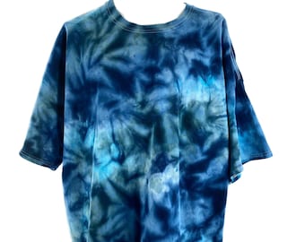 T-shirt unisex in cotone tinto ghiaccio blu taglia 4X.