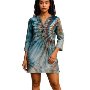 S ice dyed rayon tunic.