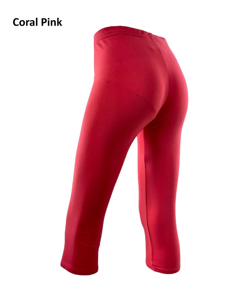 Leggings capri de punto de bambú/algodón/spandex con elasticidad en cuatro direcciones. imagen 9