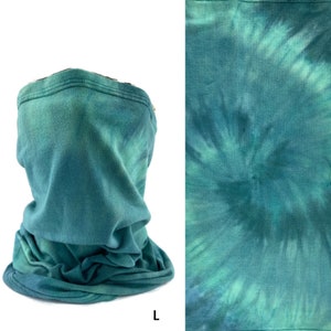 Unisex blue or purple or green tie dye bamboo tube scarf, head wrap, hairband, headband, circle scarf. image 8