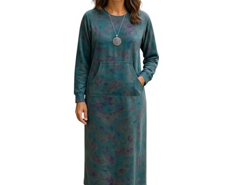 Size L ice dye stretch bamboo/cotton house dress.