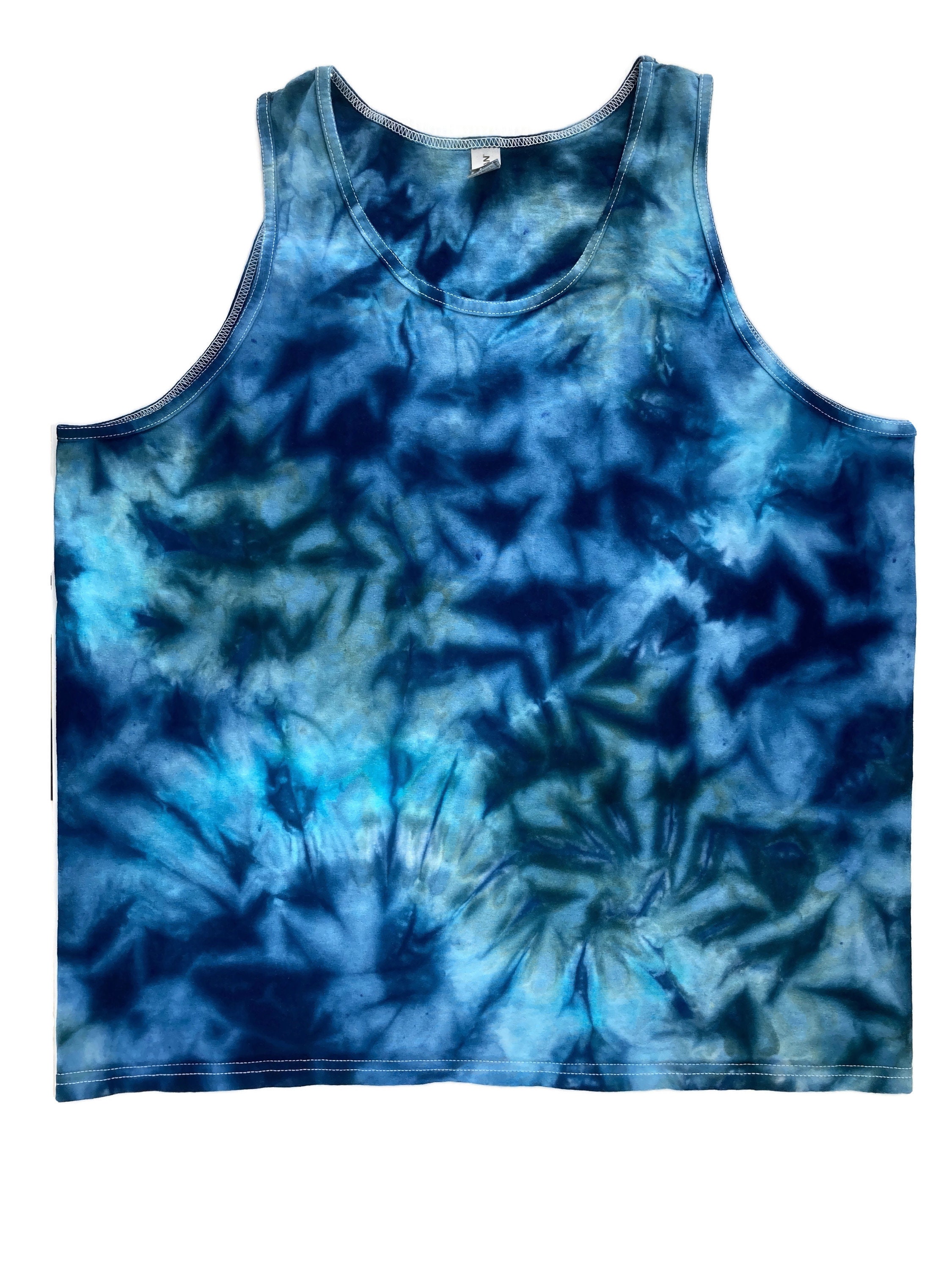 Men's Blue Ice Tie Dye Cotton Tank Tops. - Etsy Australia, image size:2250x3000