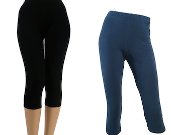 Legging capri en jersey de bambou/coton/élasthanne extensible dans les 4 sens.