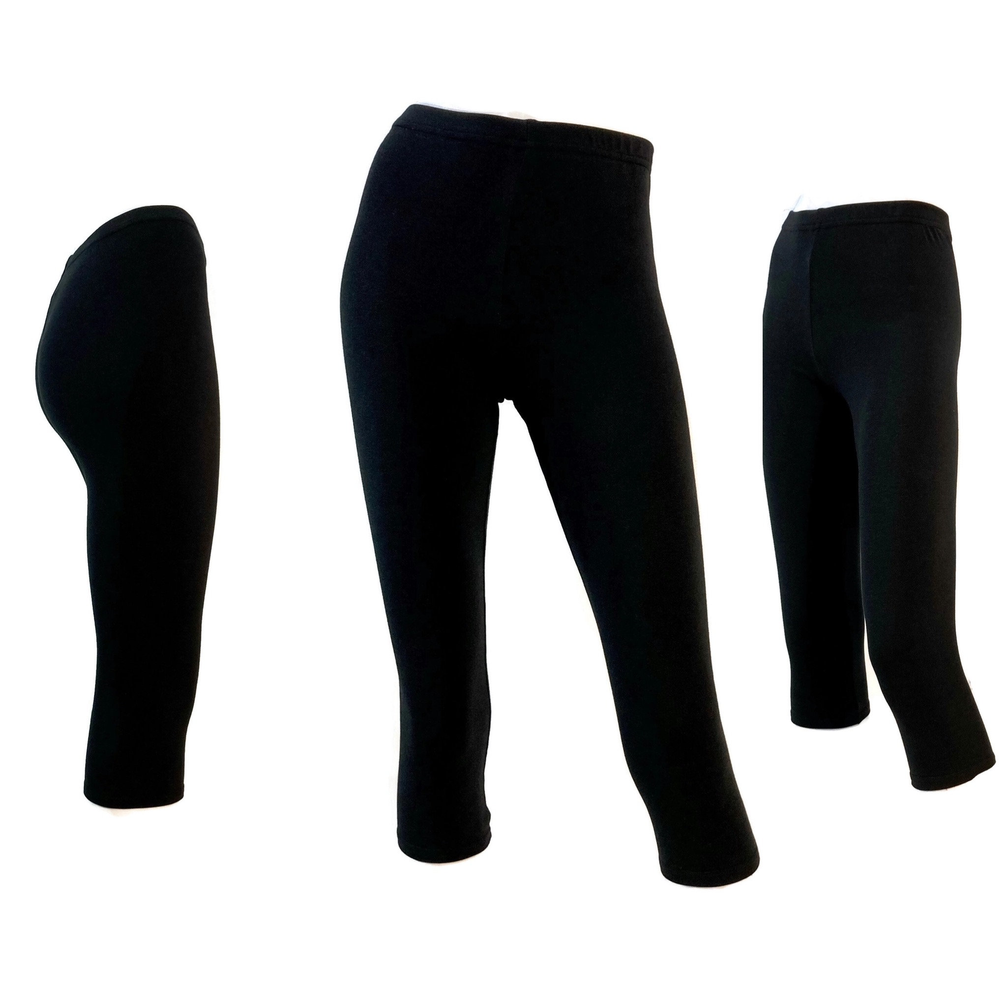 Plus Size Casual Capri Pants, Women's Plus Solid Button Decor Waist Band  High * Capri Pants With Pockets