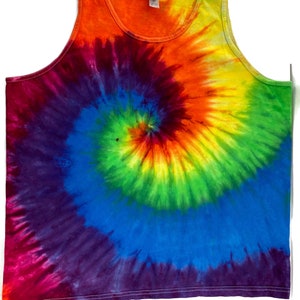 Men's rainbow tie dye cotton tank tops. XL US letter