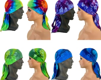 Tie dye bamboo head wrap, durag, do rag, hat, head cover.