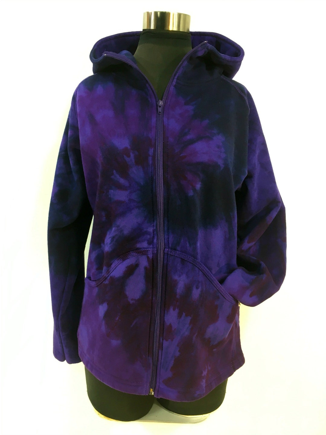 SALE PRICE Women's XS Purple Tie Dye Zip Front Hoodie. Etsy UK