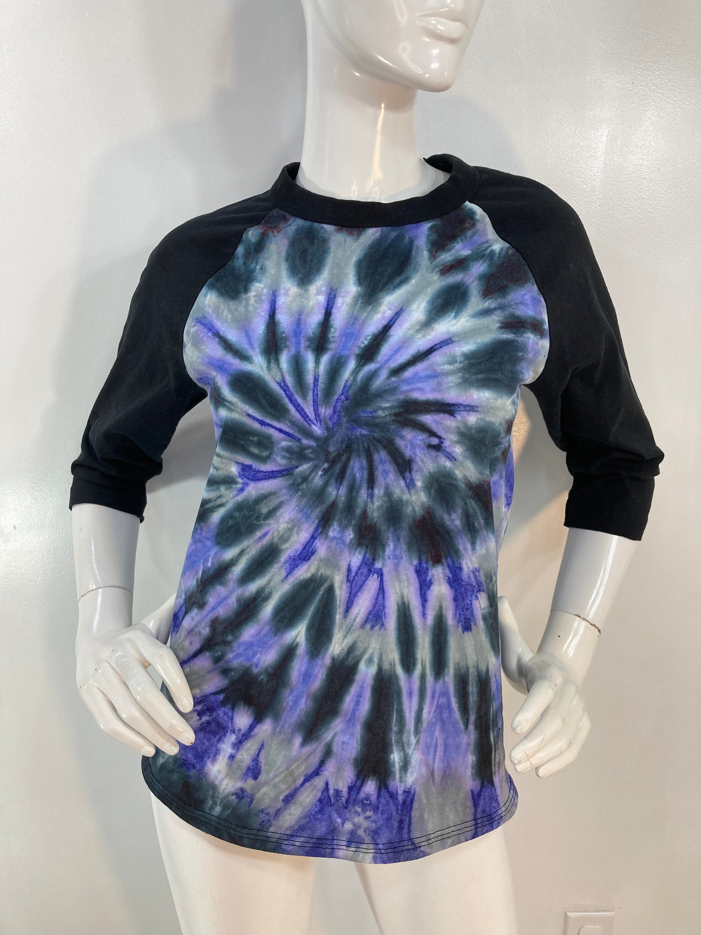 tie-dye-cotton-uni-t-shirts-with-black-raglan-3-4-sleeves-etsy