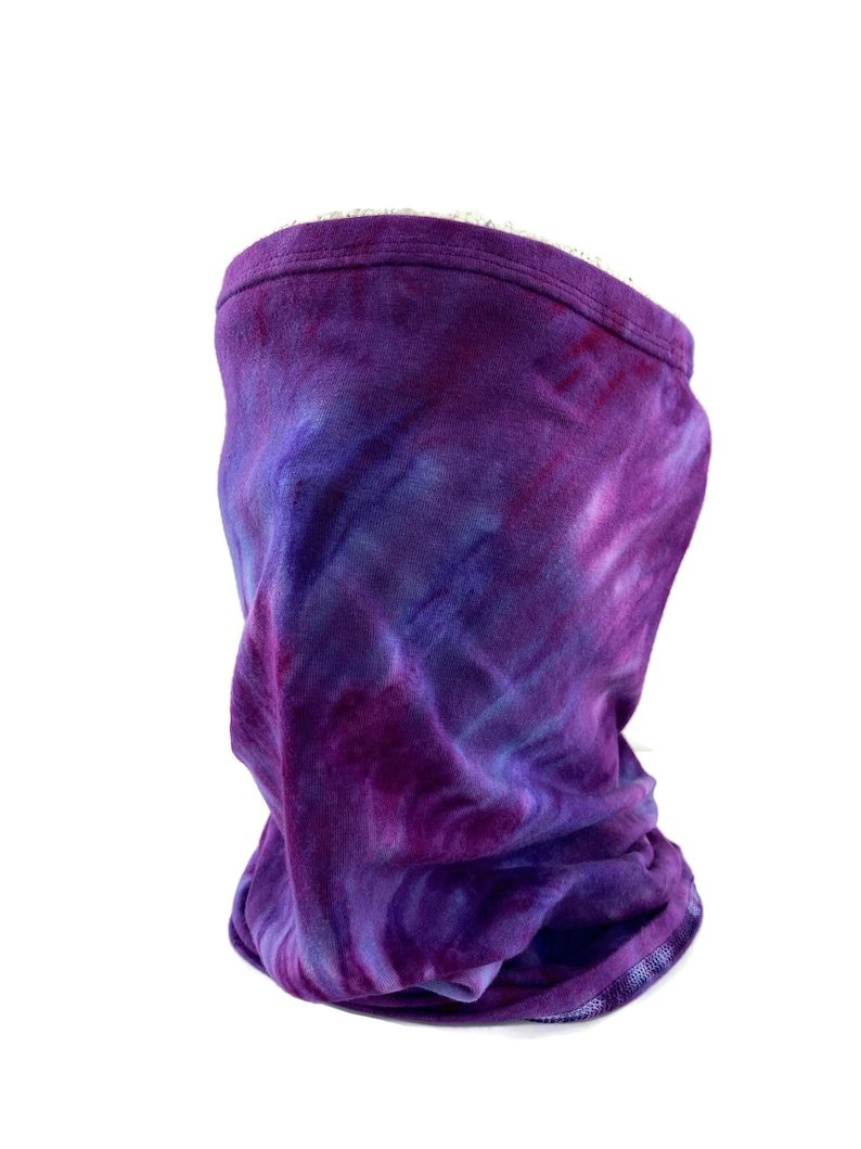 Unisex blue or purple or green tie dye bamboo tube scarf, head wrap, hairband, headband, circle scarf. image 9