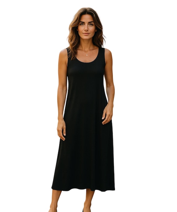 XXS-3X Black Bamboo Jersey Maxi Tank Dress. - Etsy