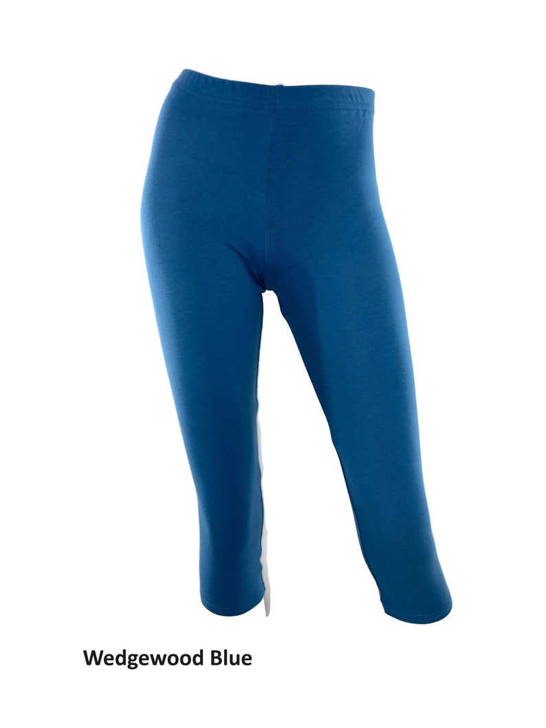Leggings capri de punto de bambú/algodón/spandex con elasticidad en cuatro direcciones. imagen 5
