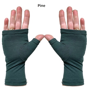 Bamboo fingerless gloves, texting gloves, wrist warmers in solid colours. image 8