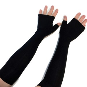 Fingerless gloves, gauntlets, arm warmers in bamboo blend. image 1