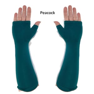 Mid-length fingerless gloves, gauntlets, arm warmers in bamboo blend. image 5