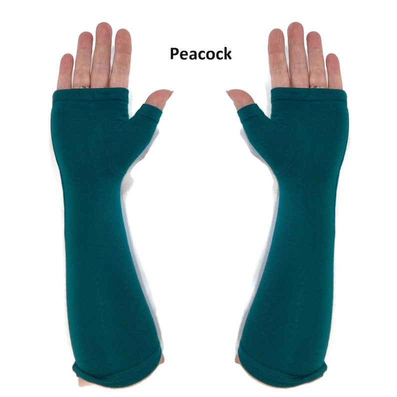 Mid-length fingerless gloves, gauntlets, arm warmers in bamboo blend. image 5