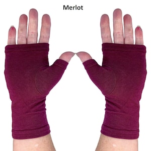 Bamboo fingerless gloves, texting gloves, wrist warmers in solid colours. image 13