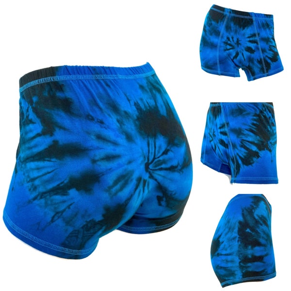 Small She Shorts. Tie dye bamboo boxer briefs for women.