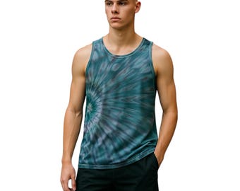 Men's ice tie dye cotton tank tops in 4 sizes.