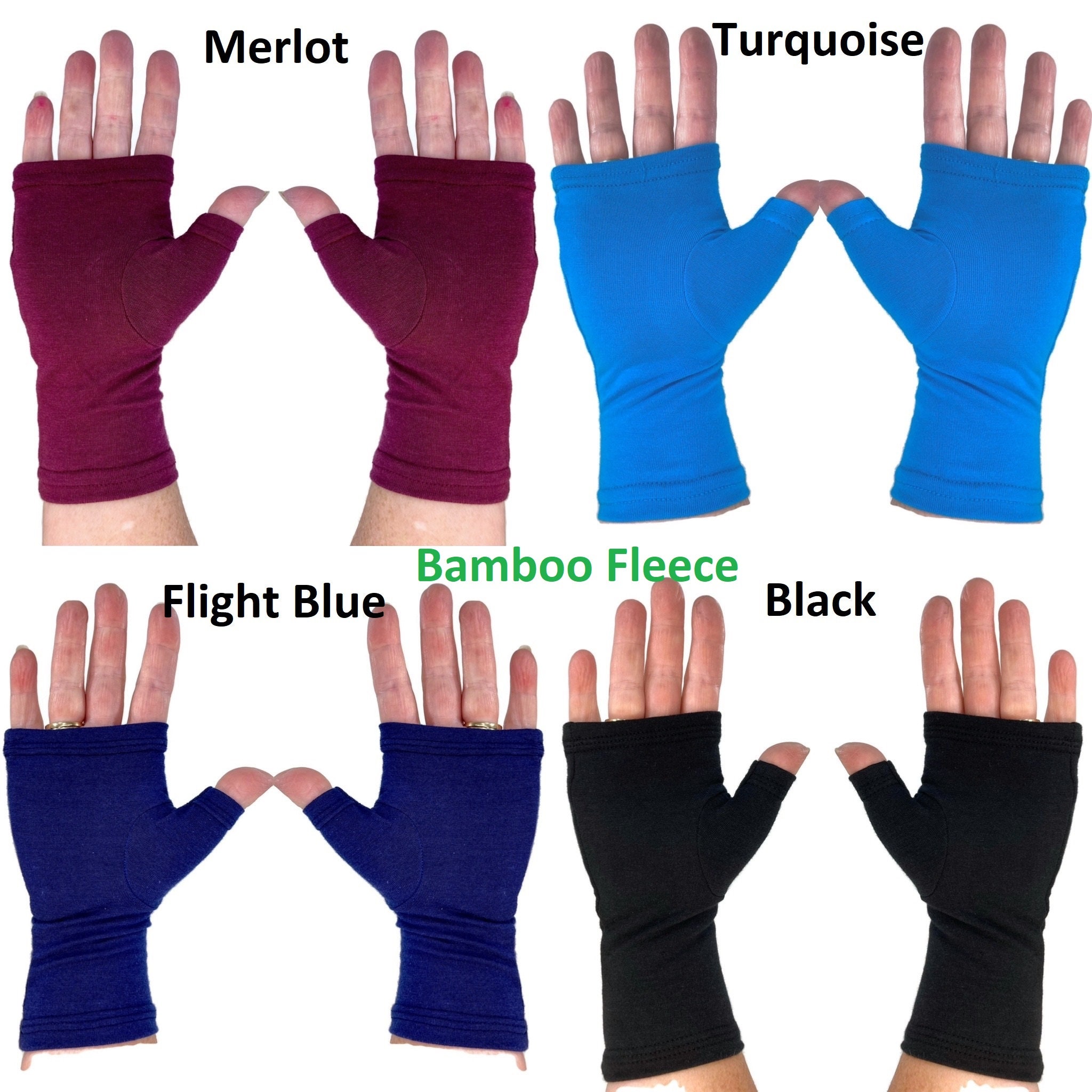 Guantes de vellón sin dedos negros guantes de texto mittens sin dedos  calentadores de muñeca fleece de bambú ecológico -  México