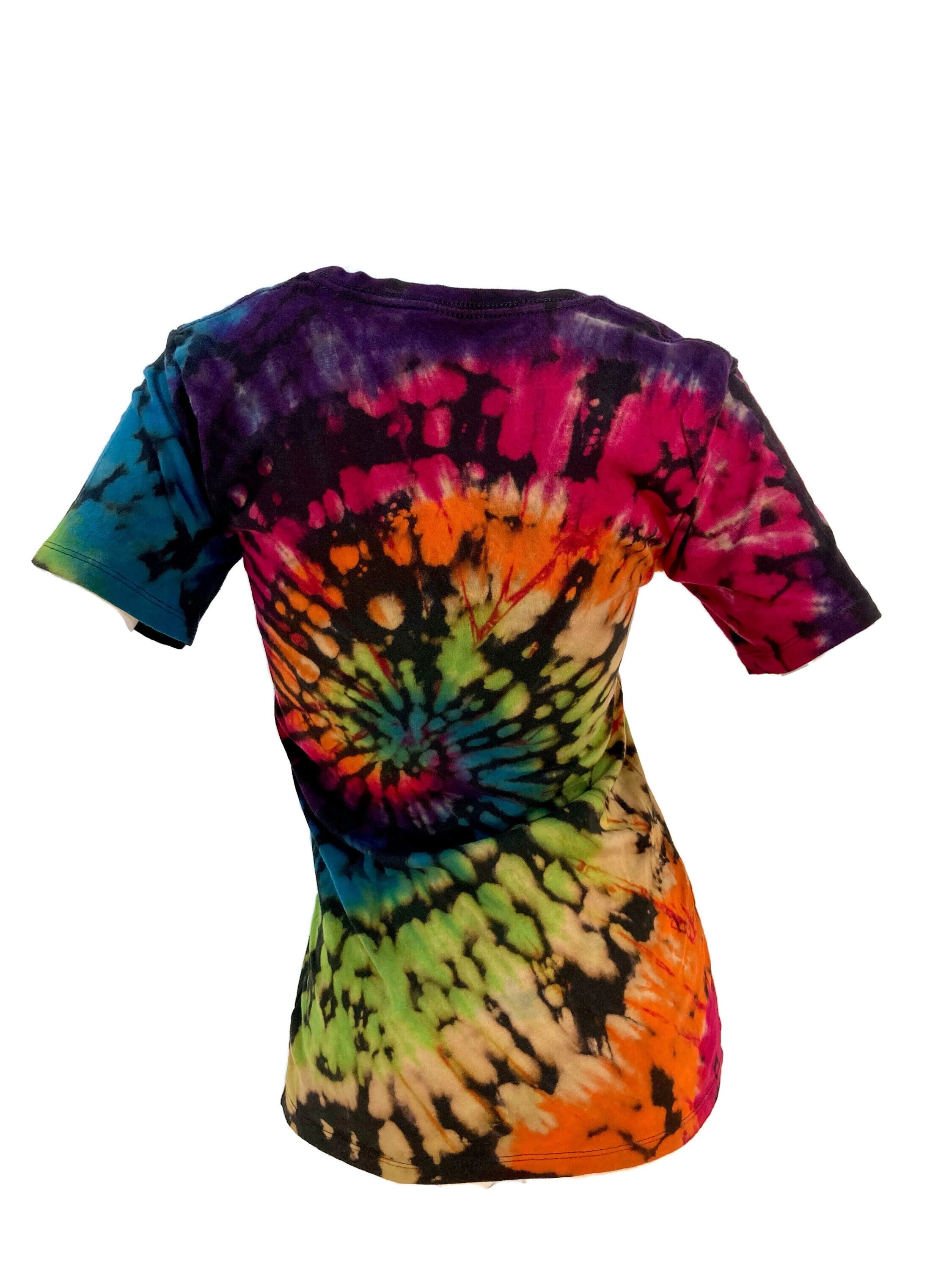 Ladies' Cut Black Rainbow Tie Dye Fitted Cotton T-shirt | Etsy
