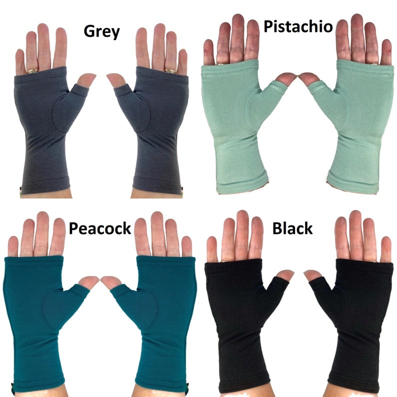 Bamboo fingerless gloves, texting gloves, wrist warmers in solid colours. image 1
