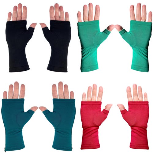 Bamboo Fingerless Gloves, Texting Gloves, Wrist Warmers in Solid